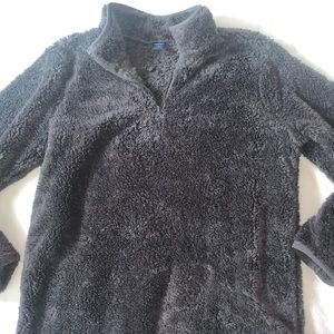 Fluffy grey quarter zip pullover